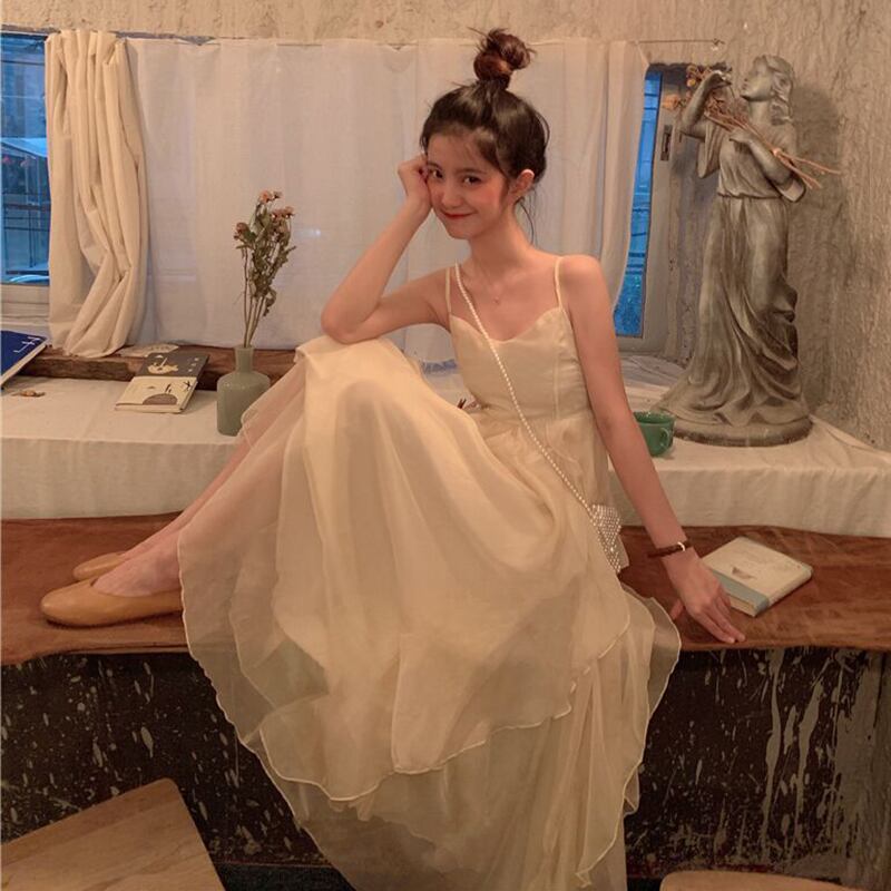 ハイウェストウェストソリッド カラードレス サマースタイルスカート 大人ガーリー スウィート キュート カジュアル 夏物 ソリッドカラー 萌量不足42444466542