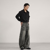 ストリート ウォッシュ加工 デニムパンツ P340