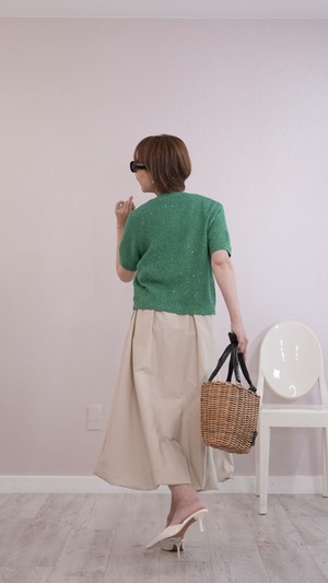 ノーカラーニットジャケット13000➕tax