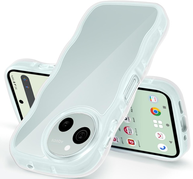 AQUOS sense9 / sense10 ケース クリア かわいい 波型 SH-53E | SHG14 | SH-M29 | SH-53F カバー 透明 超軽量 耐衝撃 アクオスセンス9/10 スマホケース ストラップホール付き 学生 がくせい 女性用(クリア)