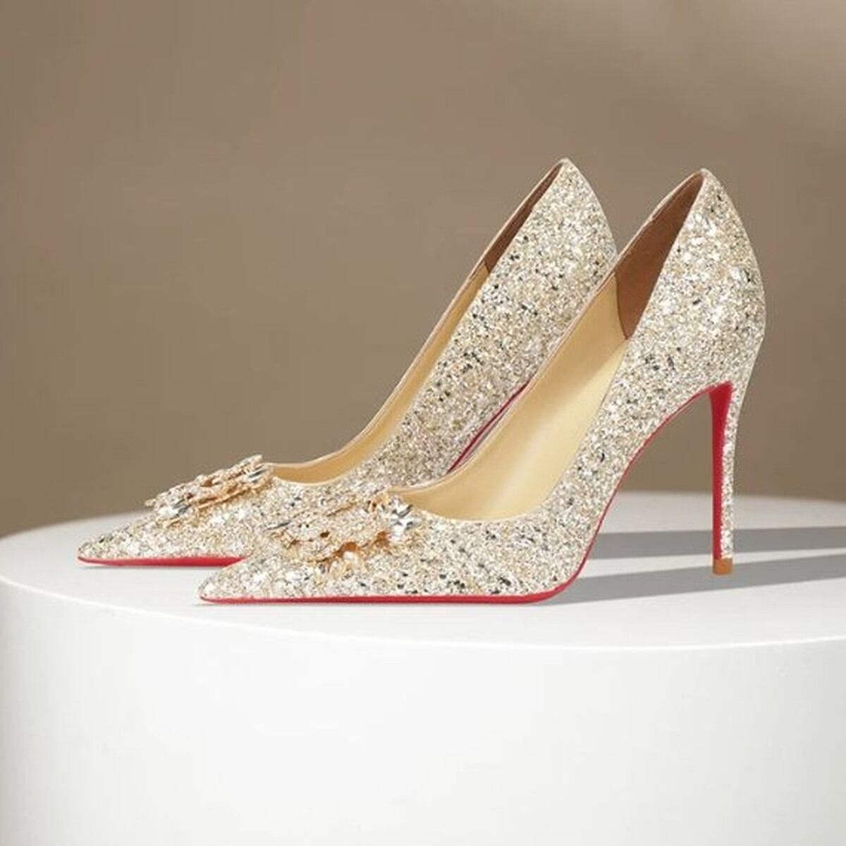 Rhinestone Pointed Toe Pin Heel Pumps(2color) V3624