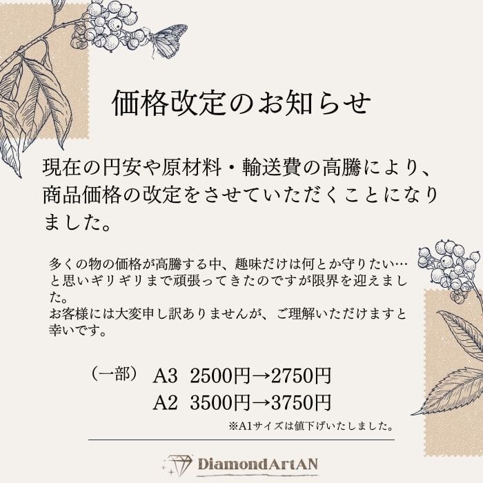 A３サイズ【額縁印刷】オーダーメイド ダイヤモンドアート