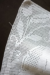 20s フランス 23c リネン 喜びの花と白象とクロッシェレースドイリー アンティーク