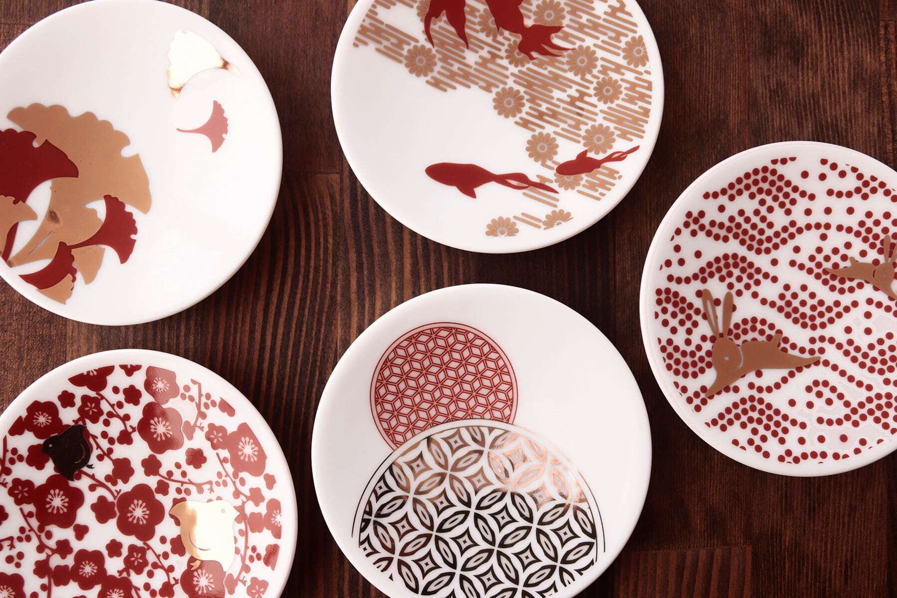 朱金豆皿 5枚揃』 *豆皿 コレクション お洒落 アクセサリー入れ 小物