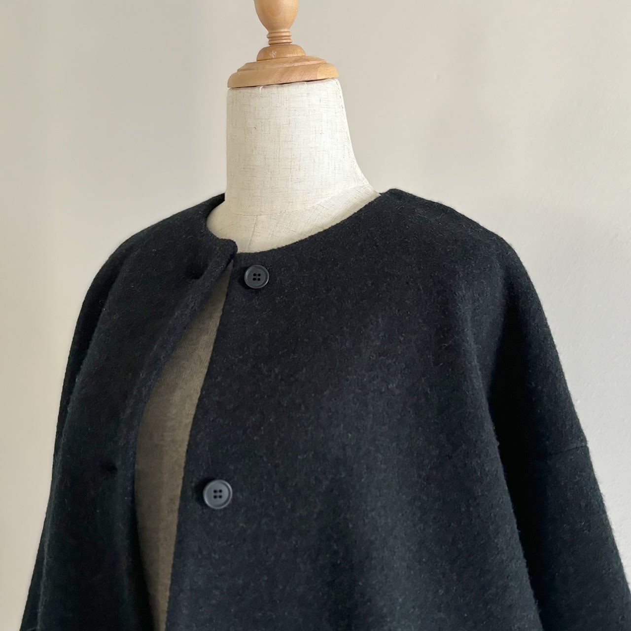 evam eva アンゴラウールノーカラージャケット アイボリー ポケット F evam eva アンゴラウールノーカラージャケット アイボリー ポケット F