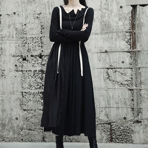 ショルダーリボンギャザーロングスカート　D0321