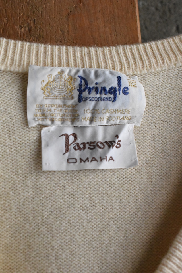 OK/70-80's "Pringle of Scotland" v-neck cashmere sweater