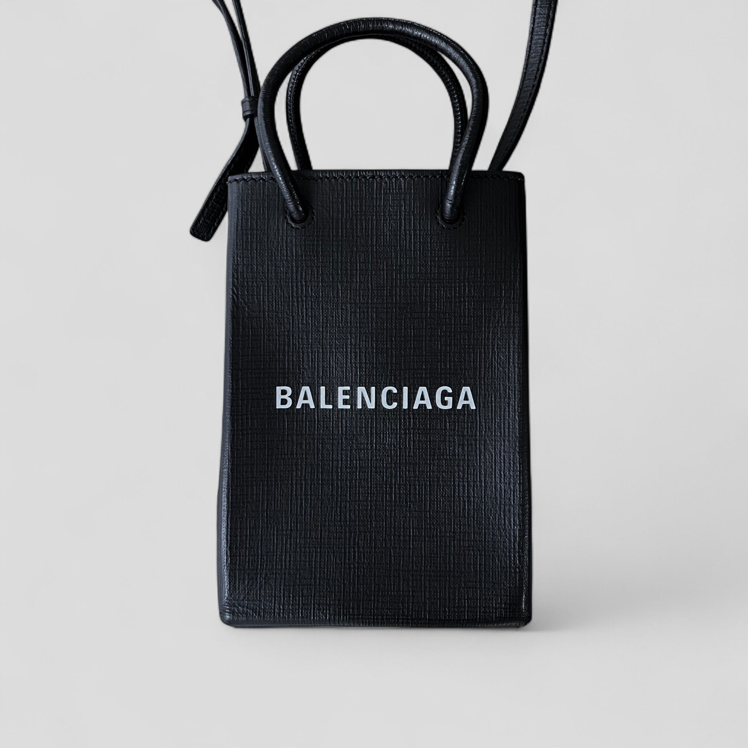 BALENCIAGA バレンシアガ ショッピング フォンホルダー 黒 BALENCIAGA バレンシアガ ショッピング フォンホルダー ブラック