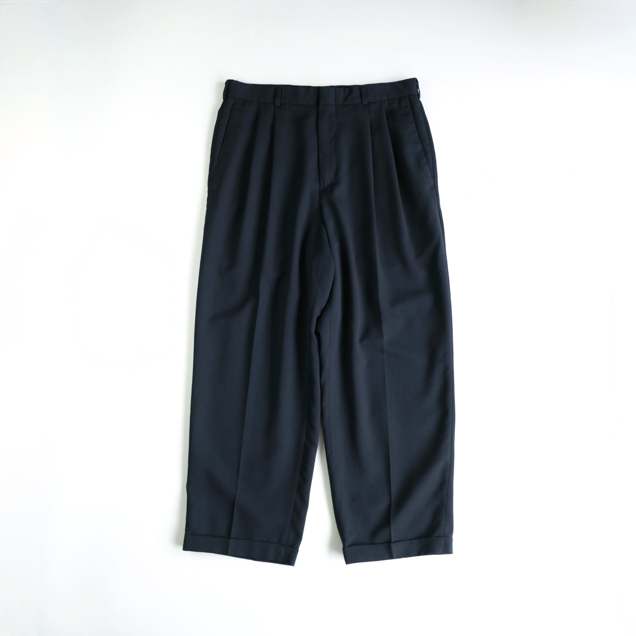 slates】00's Two tuck Slacks Navy 32×30 | RE:FOUND