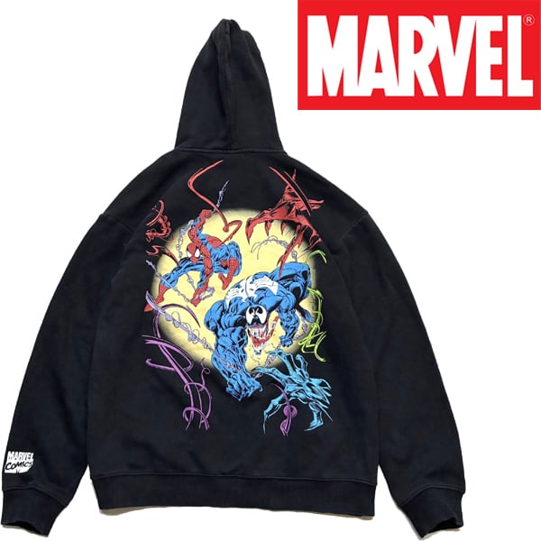 1点物◇マーベルMARVELスパイダーマン黒スウェットパーカー古着メンズ 1点物◇マーベルMARVELスパイダーマン黒スウェットパーカー古着メンズ