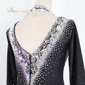 社交ダンス 衣装 フジタ ドレス ワンピース スタンダード レッド系 ブラック系 黒 赤 上品 レース 高級感 デモ 競技 ダンス パーティ 発表会 レディース 踊り 日本製 舞台衣装 上品 華やか