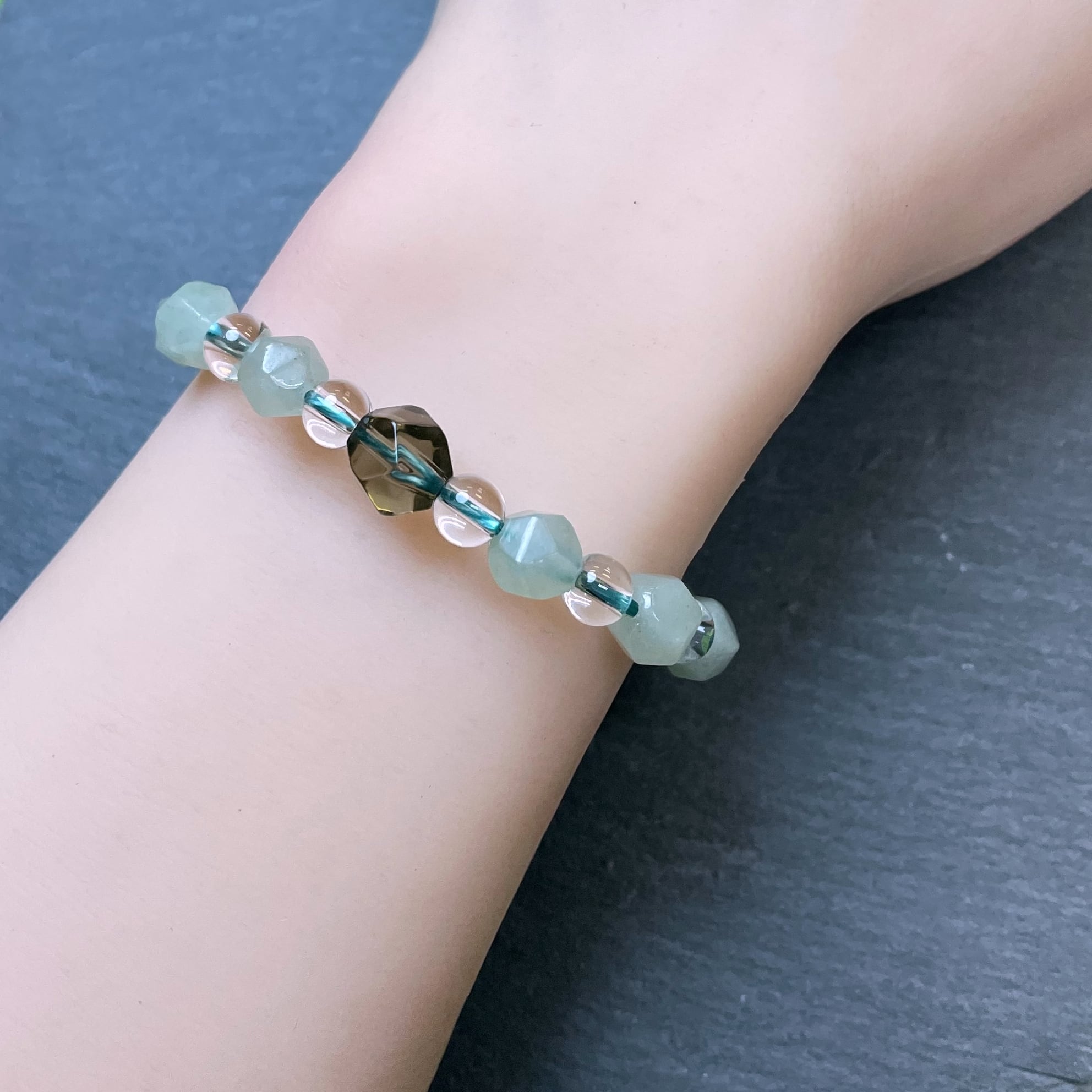 スモーキークォーツ × アベンチュリン × 水晶 ブレスレット 天然石