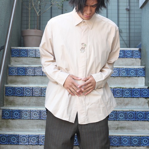 EU VINTAGE Burcardi CLASSIC GOAT EMBROIDERY DESIGN TYROLEAN SHIRT/ヨーロッパ古着ヤギ刺繍デザインチロリアンシャツ