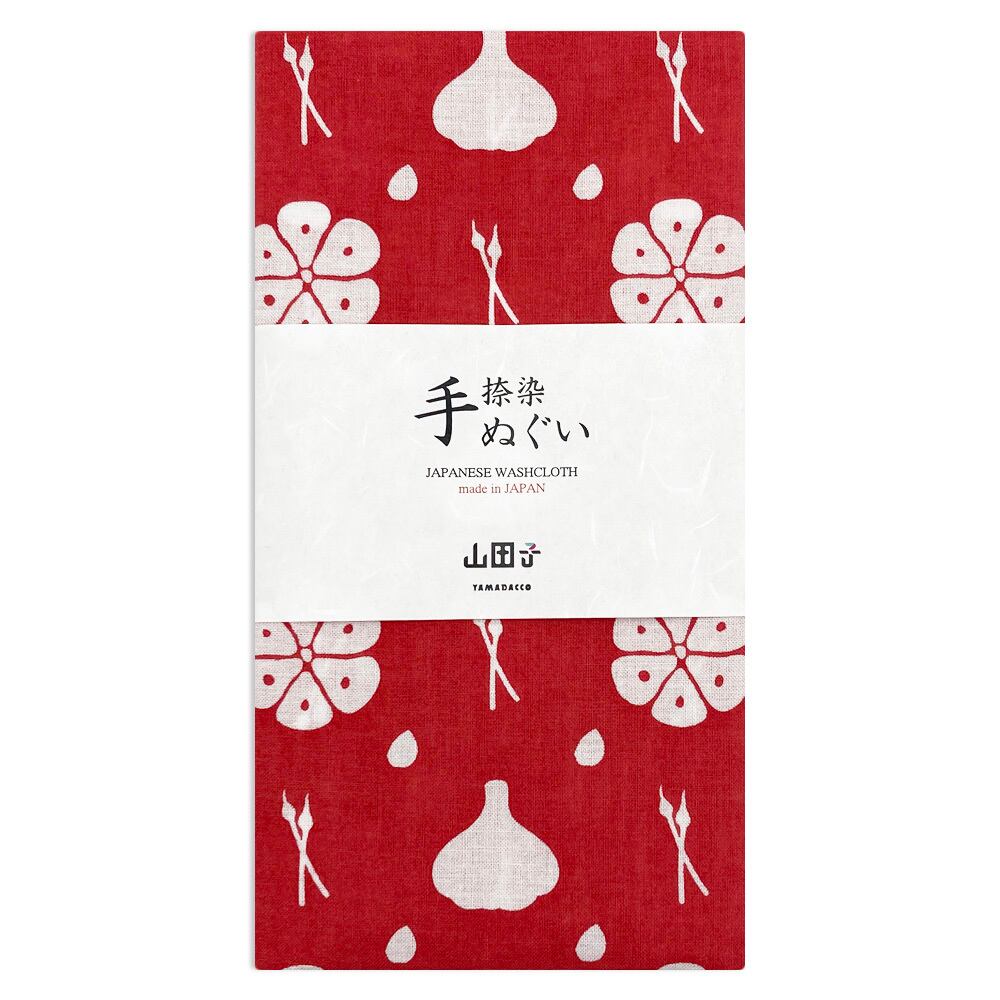 手捺染 手ぬぐい にんにくづくし GARLIC-A-HOLIC | 山田子/YAMADACCO