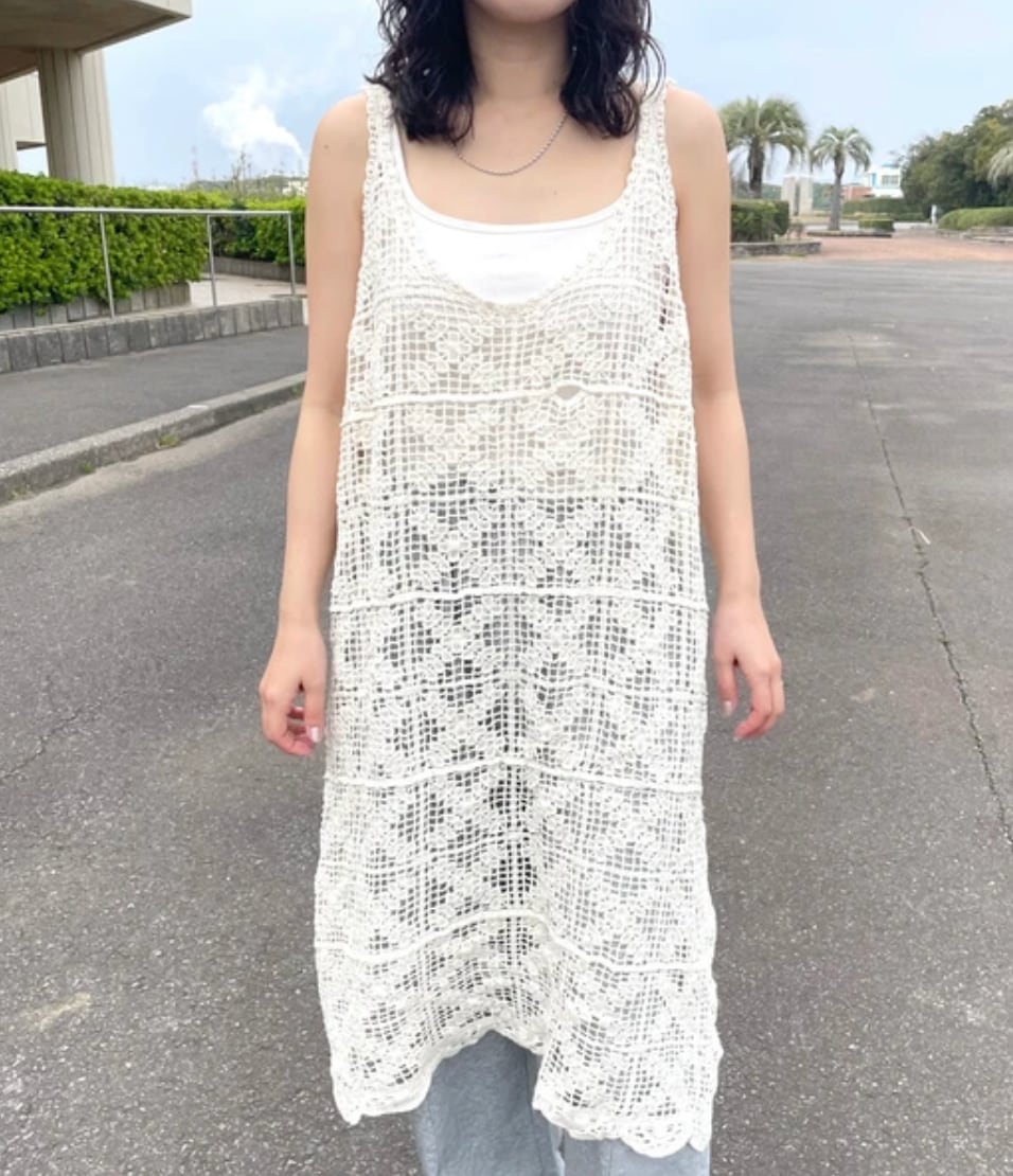 ナンバーミーTOKYO" CROCHET CAMISOLE DRESS"IVORY