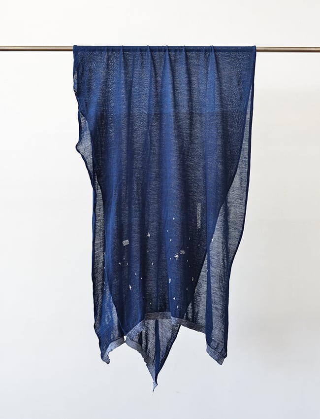 aulico : RAMIE KNIT STOLE / NAVY