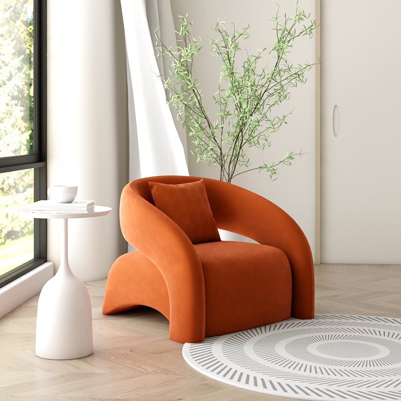 オレンジ ラウンド型 1人掛けソファ オレンジ ラウンド型 1人掛けソファ オレンジ系 ソファ(ライフスタイル