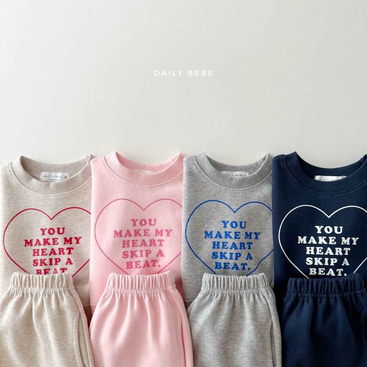 «Sold out»«ジュニアサイズあり»«daily bebe» ハートワイドセットアップ 2colors