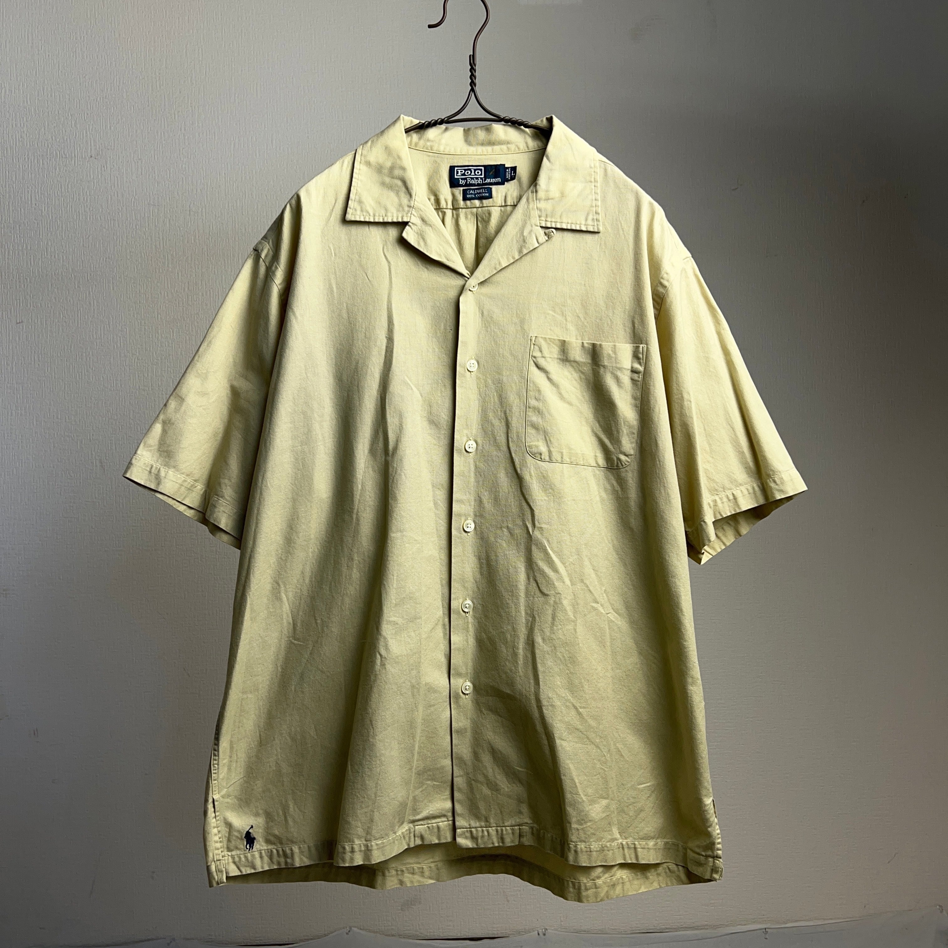 90's “Polo Ralph Lauren” CALDWELL S/S SHIRT SIZE L ラルフローレン コールドウェル  オープンカラーシャツ 90年代【0801A31】【送料無料】