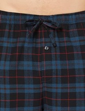 パジャマボトムス 高通気性 フランネル メンズ ブラック ブルー チェック柄 L