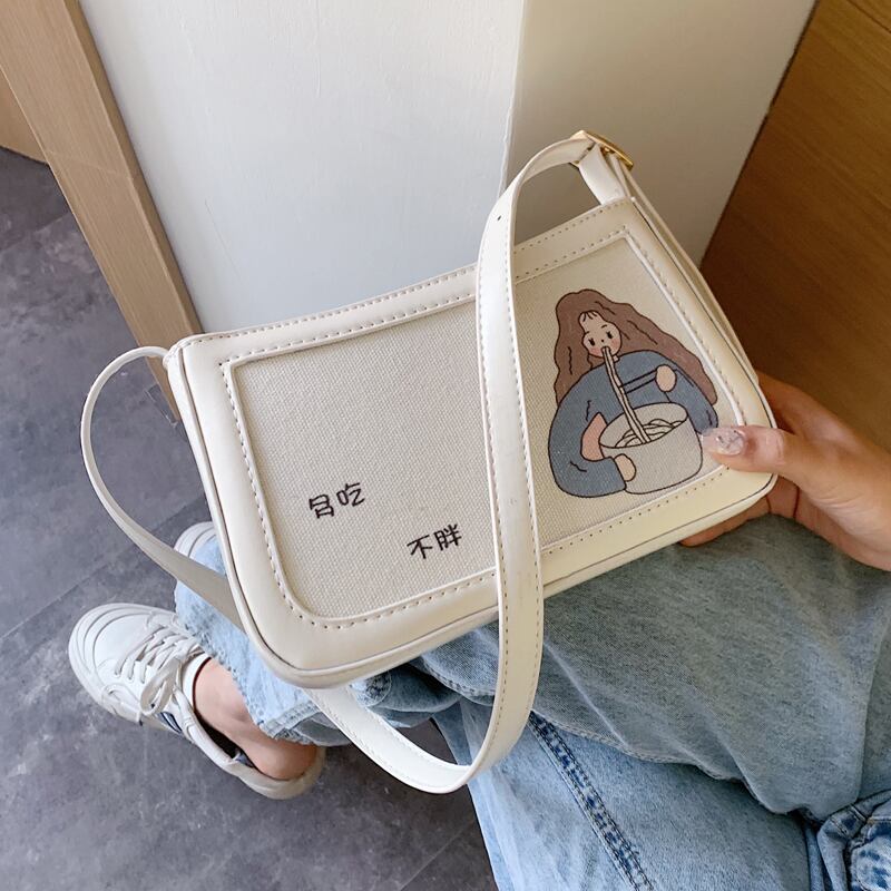 シンプルなキャンバスシングルショルダースモールバッグメスバッグ2020人気の新しい流行のファッションオールマッチメッセンジャーバッグネットレッドハンドバッグ 手作りハンドバック91669191988