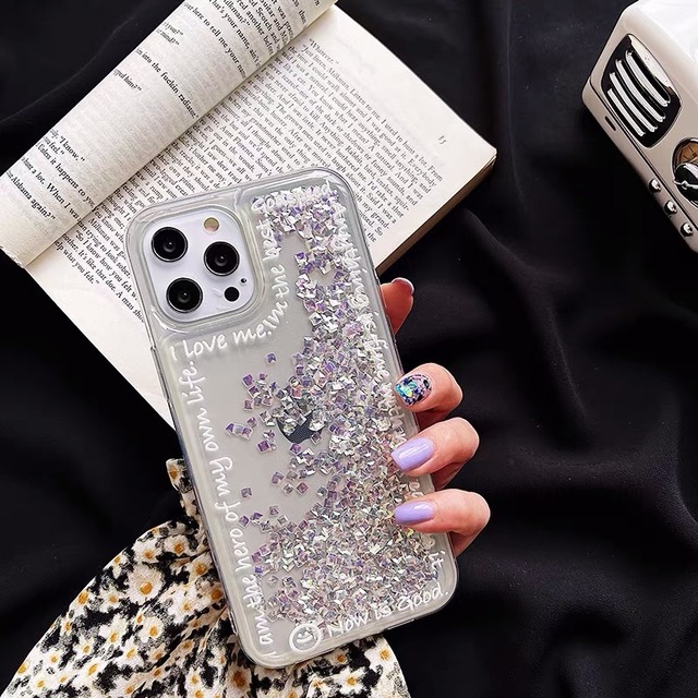iPhoneケース iPhone13 iPhone12 グリッターケース クリアケース キラキラ 英字 英語 かわいい 2000