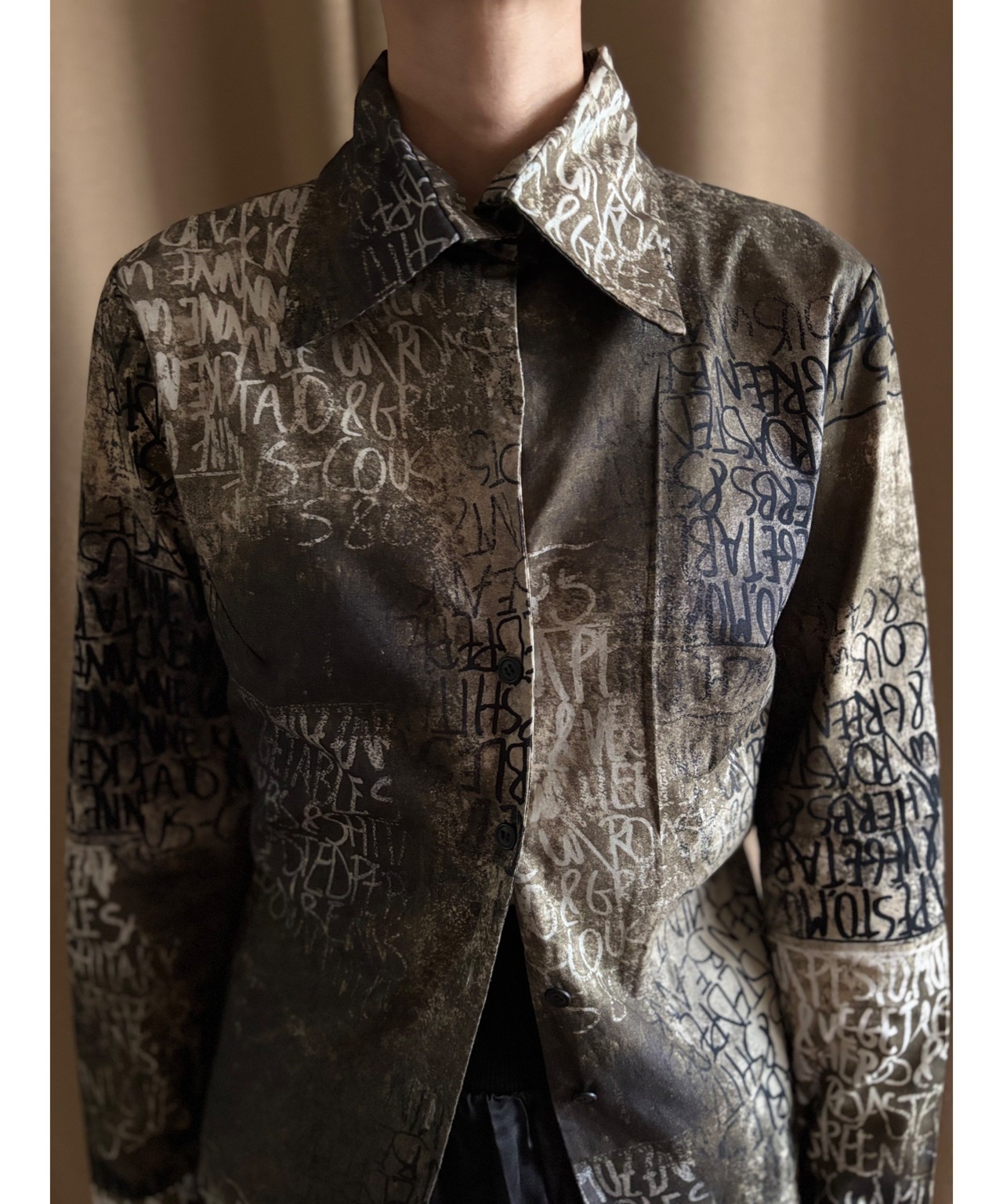 MADE IN ITALY alphabet pattern shirt-4853-8