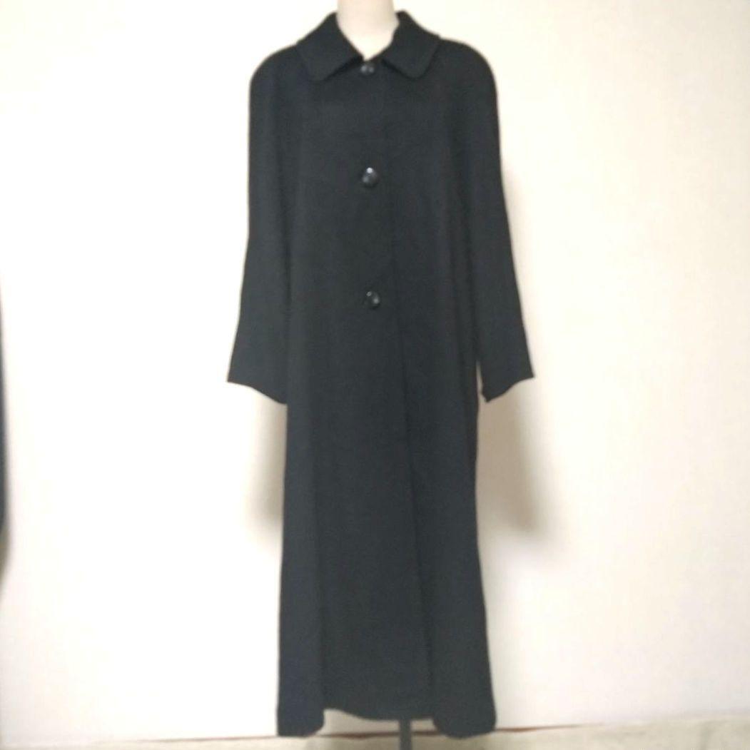 極美品 ロングコート レディース カシミヤ100％ 黒 ステンカラーコート