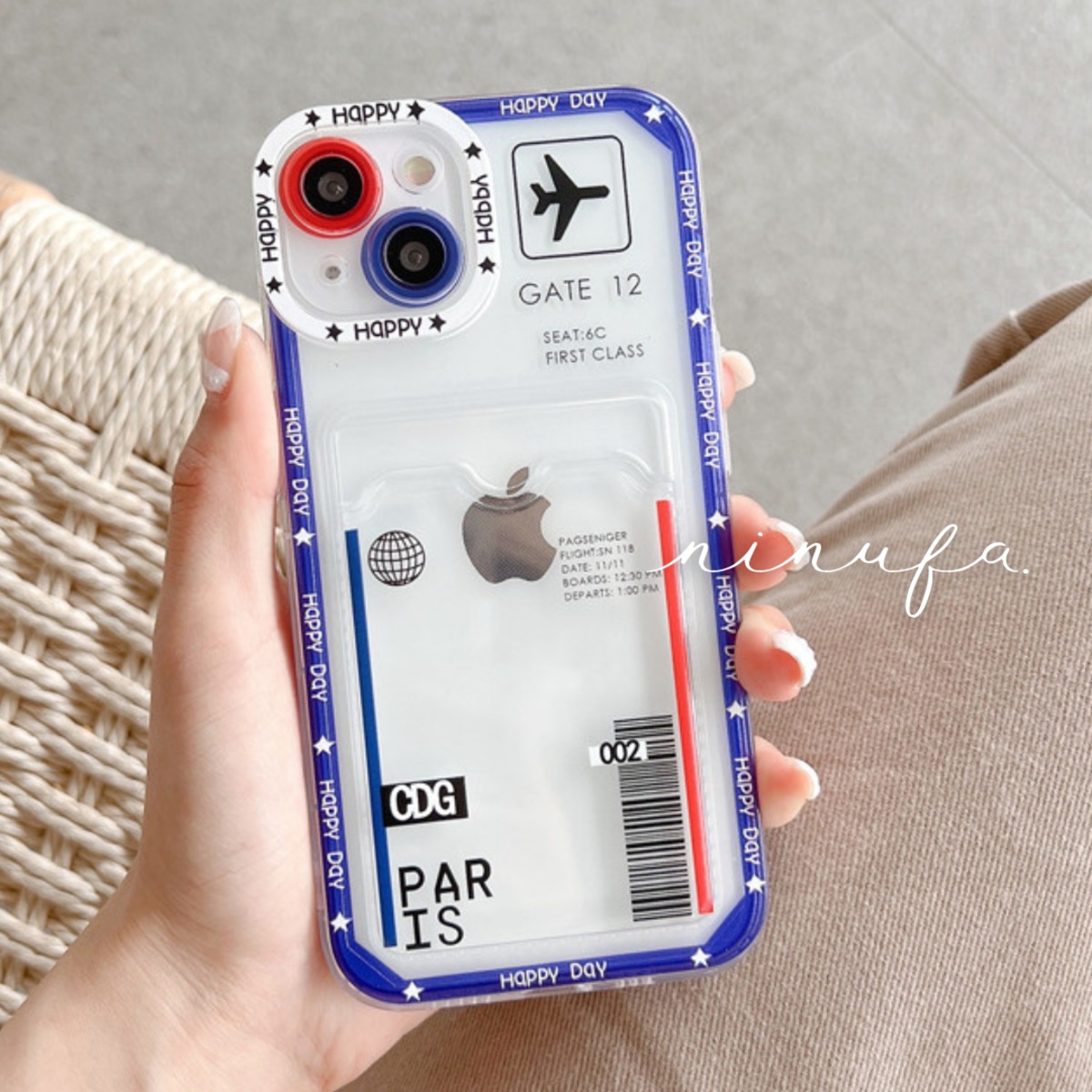 航空チケットみたい◎5色から選べる カードケースつき 新型 iphone14