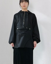 FOURAM - WOOL ANORAK HOODIE ：Black｜ウール／ワッシャー加工／マットフェイス