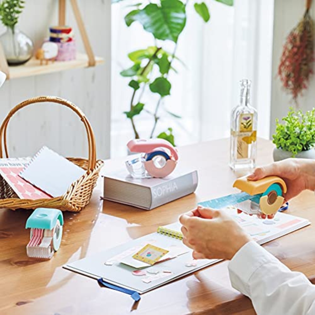 リヒトラブ マスキング テープカッター 15mm×2本収容可 幅30mm ホワイト A261-0