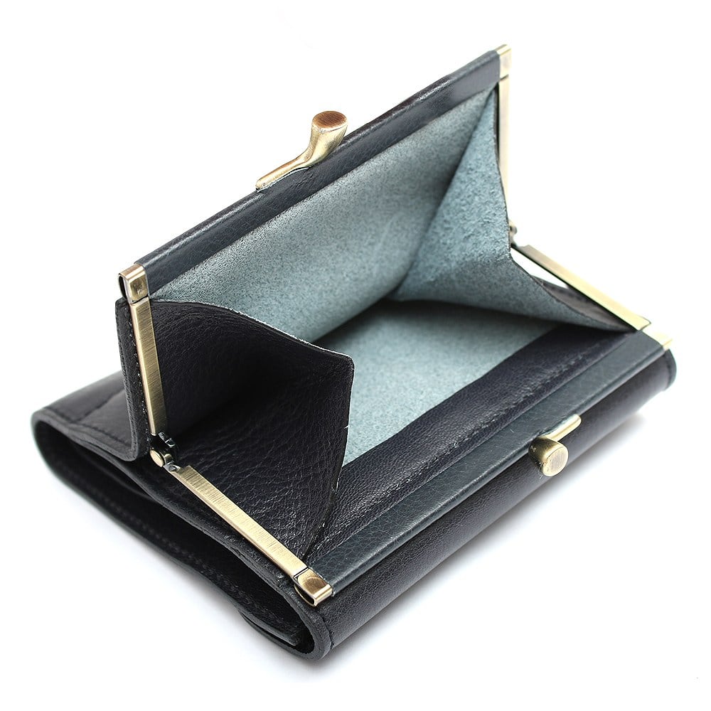 イルビゾンテ がま口 2つ折り財布 ネイビー