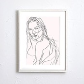 LOOK｜北欧ミニマルな女性ラインアートポスター｜余白の美しさが際立つシンプルで上質なモダンインテリアA3ポスター