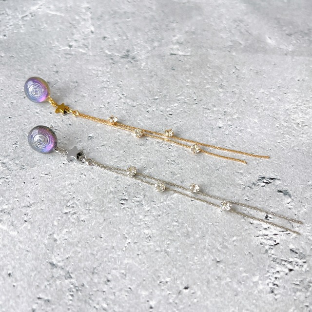 Vortex✧流星の瞬きピアスSilver✧彗星ピアス・宇宙ピアス・ロングピアス・宇宙玉・宇宙レジン・レジン作品