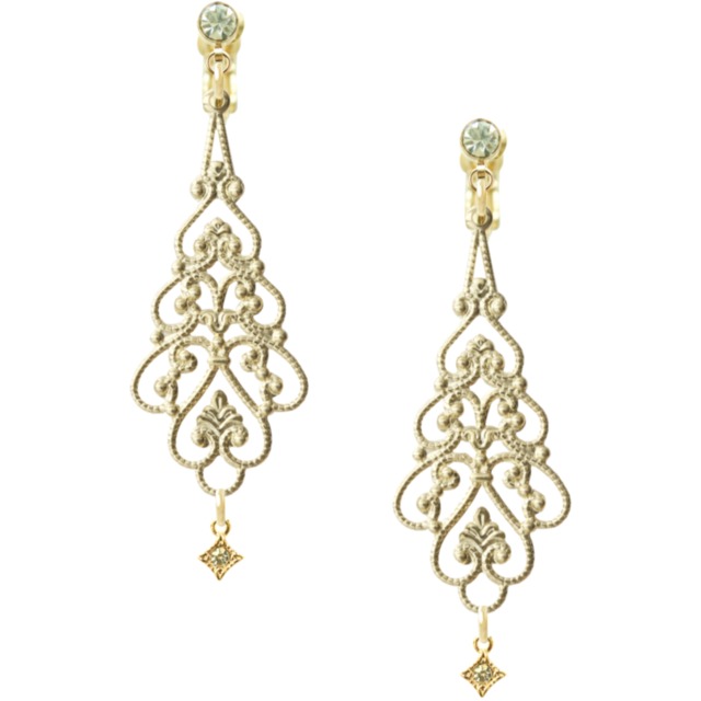 Rhinestone gold elegant earing (イヤリング)