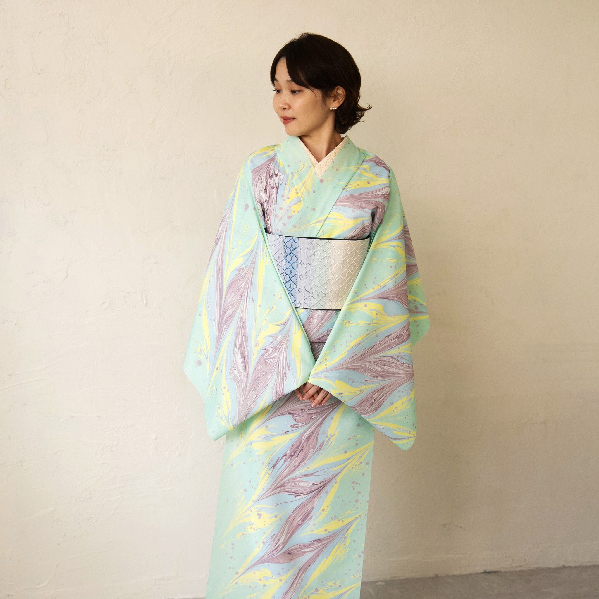 草と妖精の歌声」蝶柄❤︎ セオアルファ着物｜春秋単衣・盛夏対応