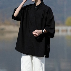 Stand-collar plain short-sleeved shirt(MT1511)