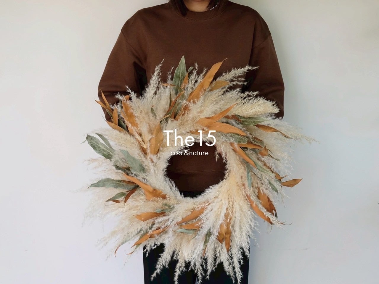 【光触媒コーティング加工済】パンパスグラス×グレビレアゴールドのナチュラルリース