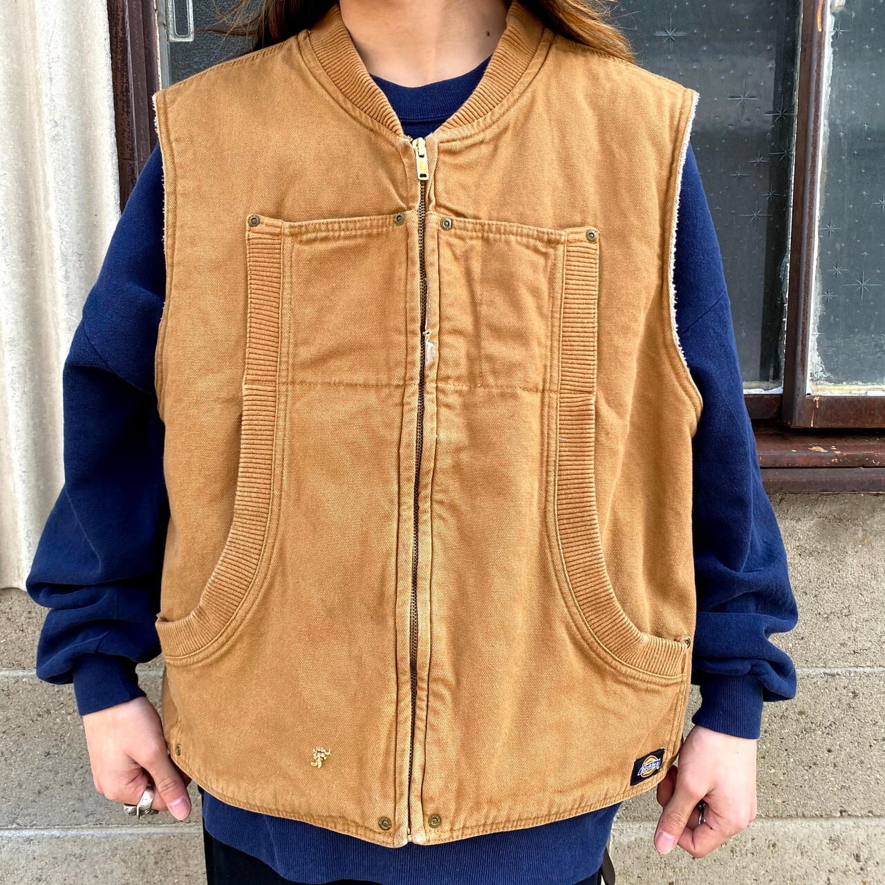 Dickies ディッキーズ ボアライナー ダック地ベスト メンズL 古着