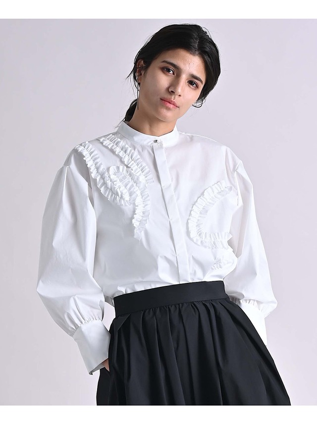 RAW FUDGE　ランダムフリルシャツブラウス