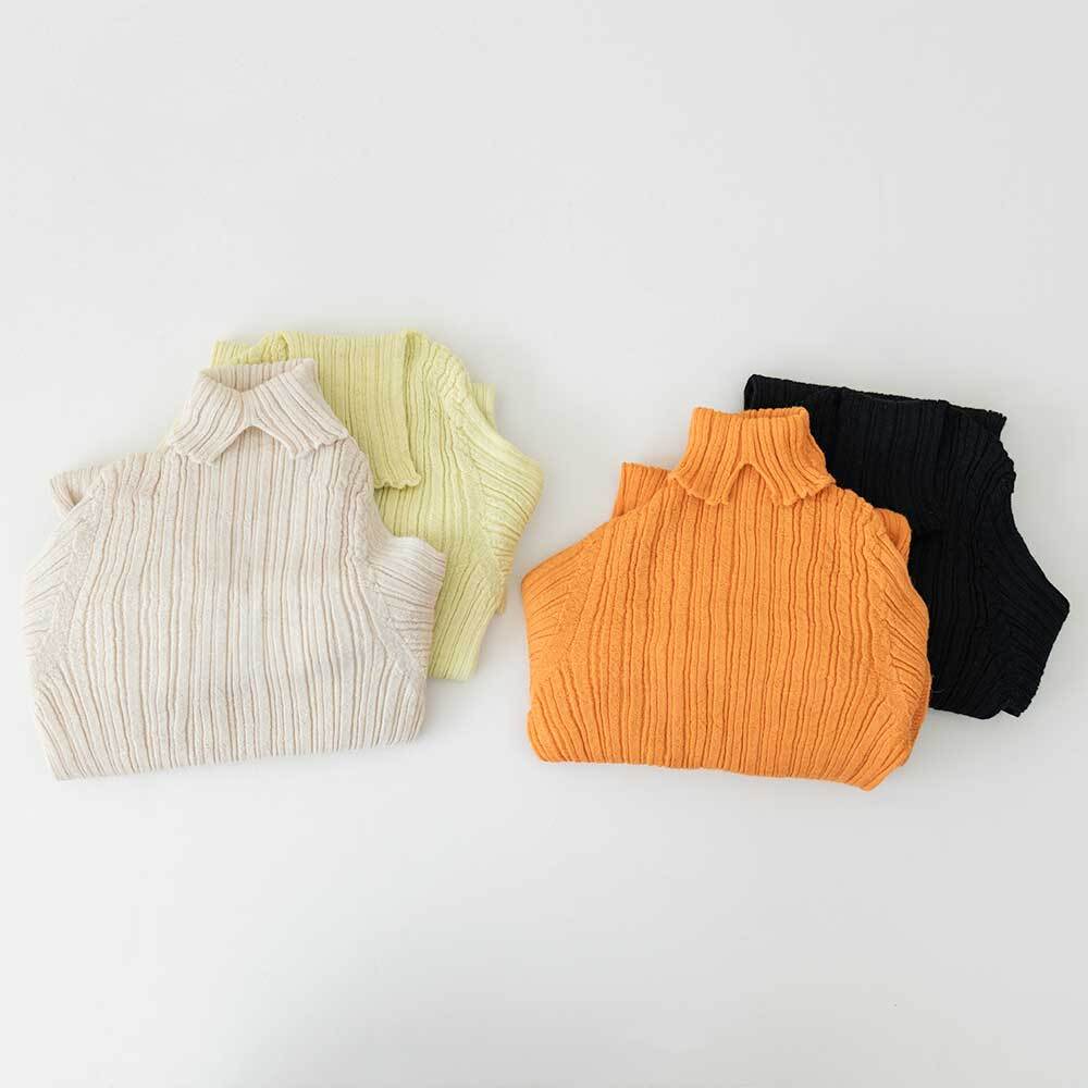 unfil ベビーアルパカランダムリブハイネックセーター