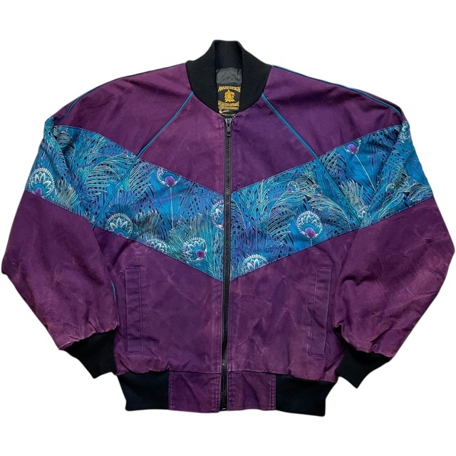 《XS》 AWARD DESIGN WESTERN APPAREL ボンバージャケット ネイティブアメリカン 植物柄 パープル no.9322