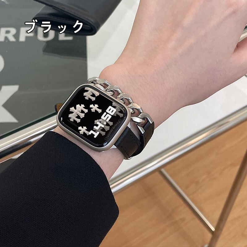 Applewatchのバンド38 40 41mmブラックゴールド 細い 二重巻