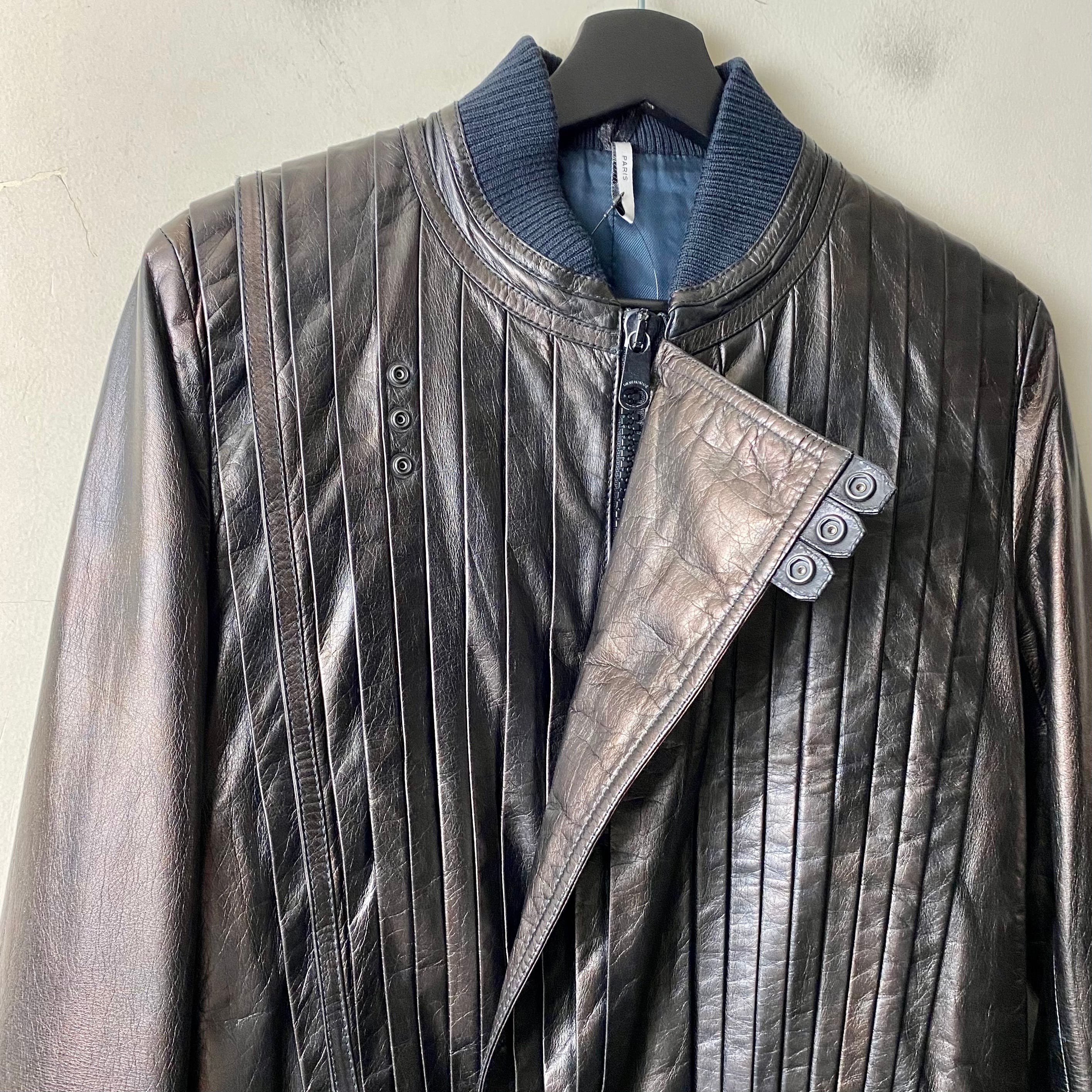 2009SS DIOR HOMME pleats design metallic leather leather riders ...