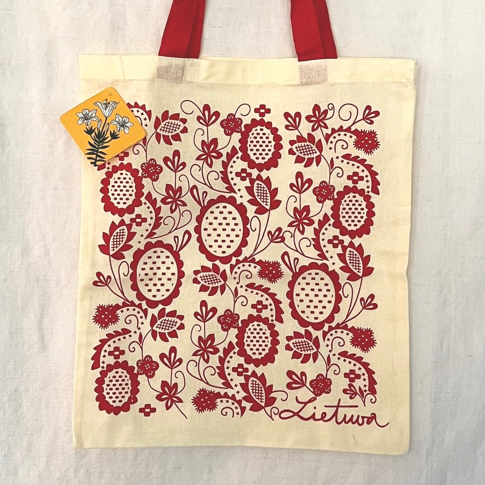 リトアニアの花柄コットンエコバッグ