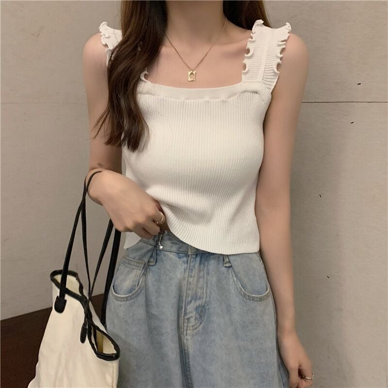 レディース ニット タンクトップ ノースリーブ インナー 伸縮性 無地