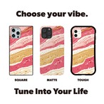 受注生産 iPhoneケース ピンクとベージュの地層マーブル｜紙マーブリング MARB054C