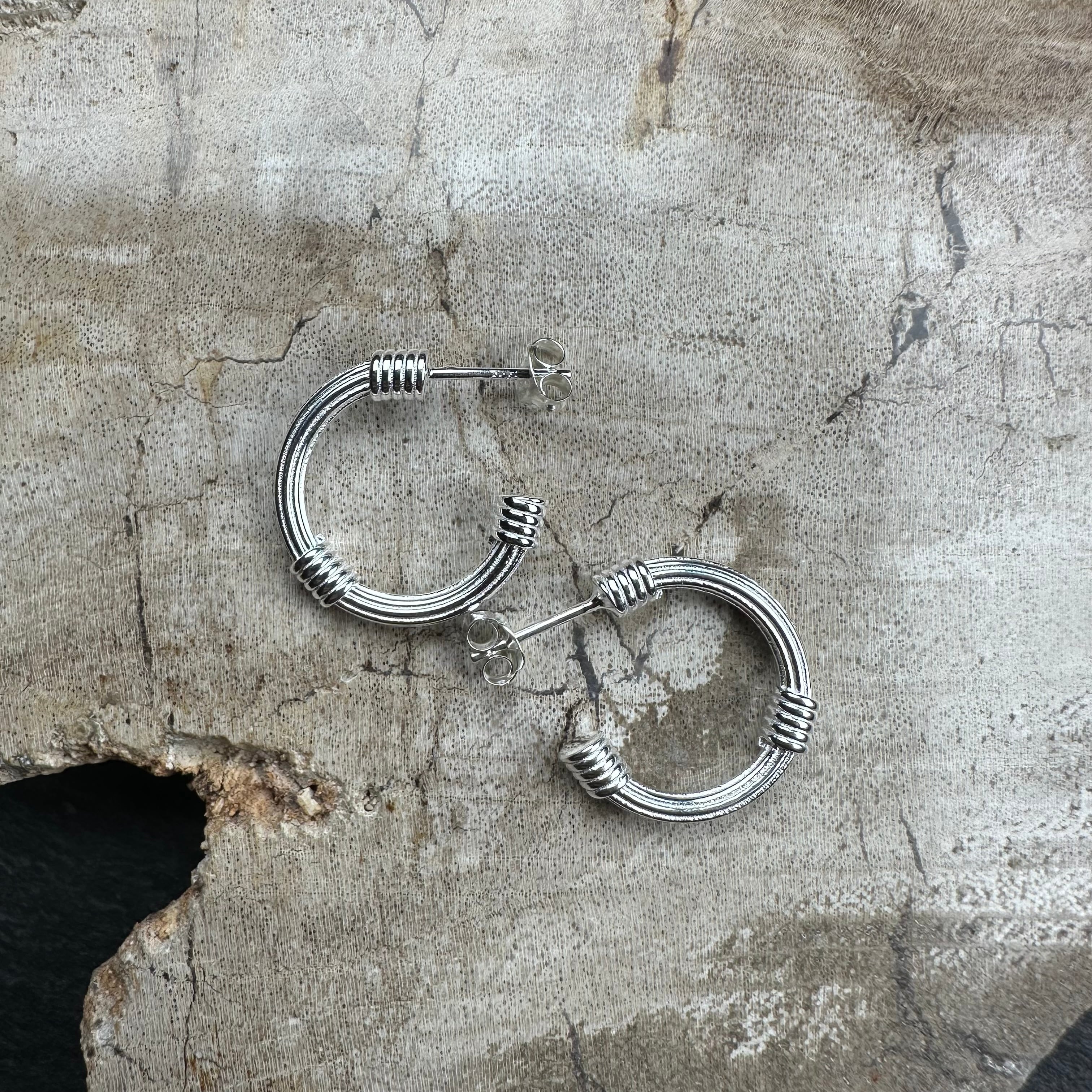 シルバー925 silver パイプモチーフフープピアス/軽研磨仕上げ