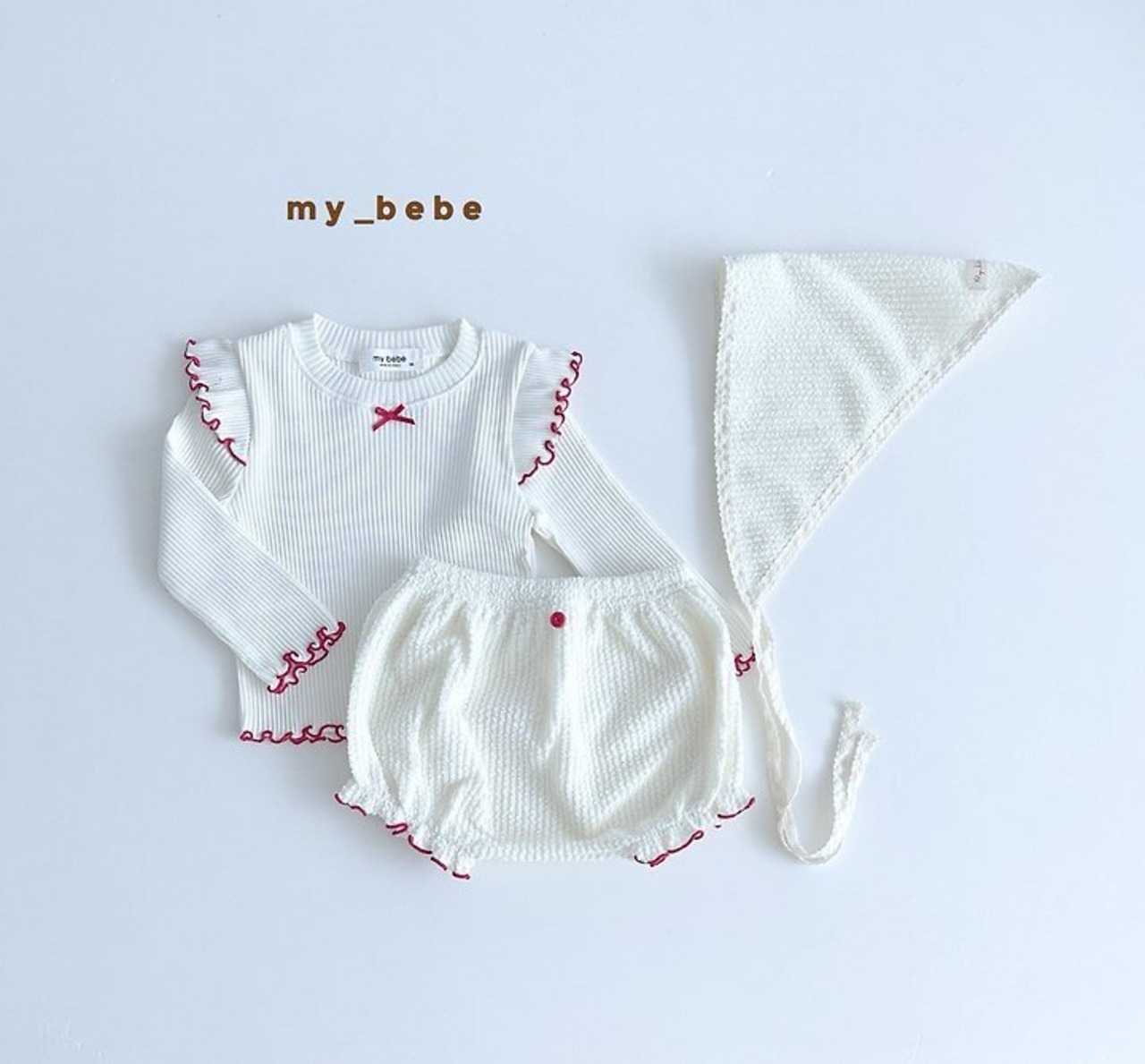 韓国子供服 / Mybebe /オータムダブルフリルT / 長袖Ｔシャツ *XS~XL*