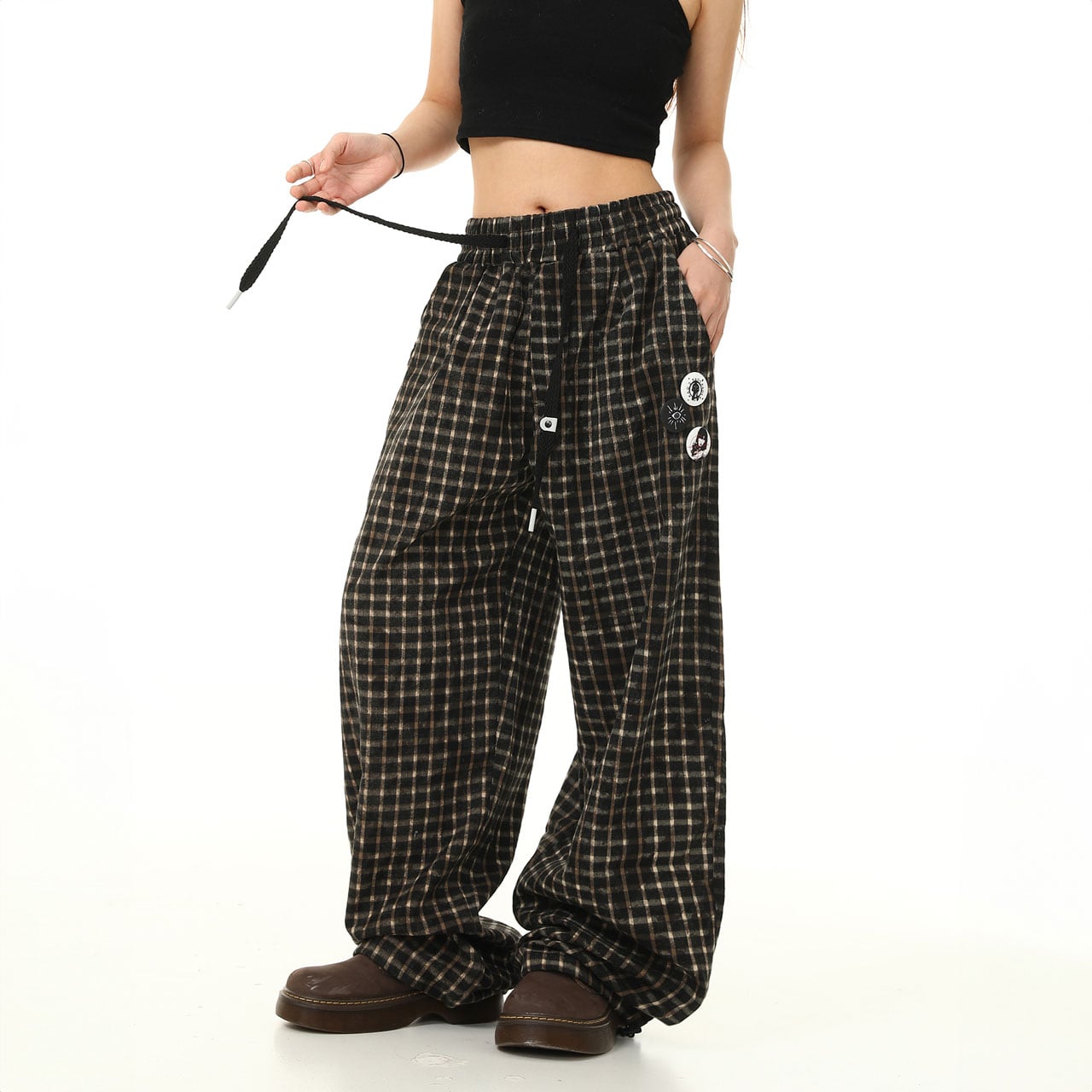 フェードチェックルーズパンツ R00586